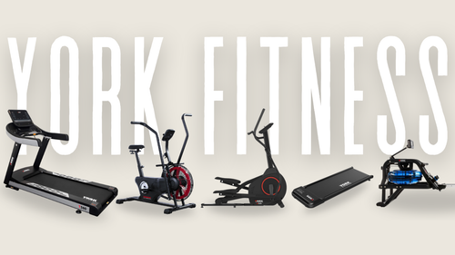 York Fitness cardio equipment range including treadmill, exercise bikes, cross trainer, walking pad and rower