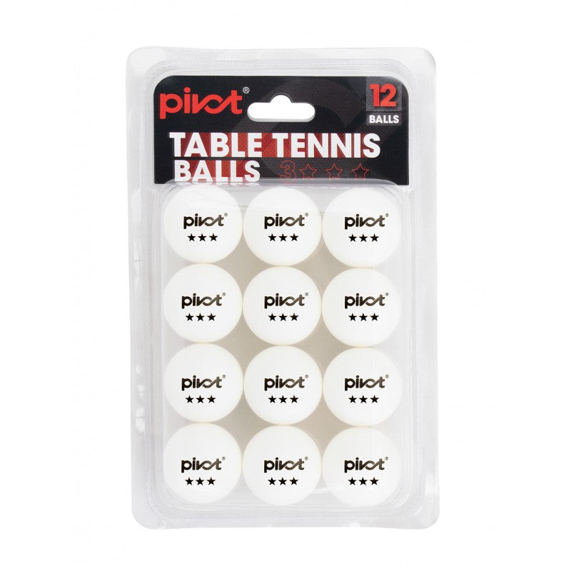 PIVOT Table Tennis balls 3 STAR 12 PACK BALLS - WHITE