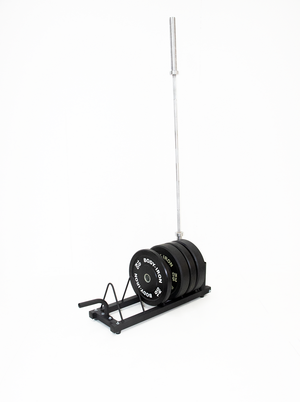 Body Iron Toaster Rack And Barbell Holder with weight plates and barbell
