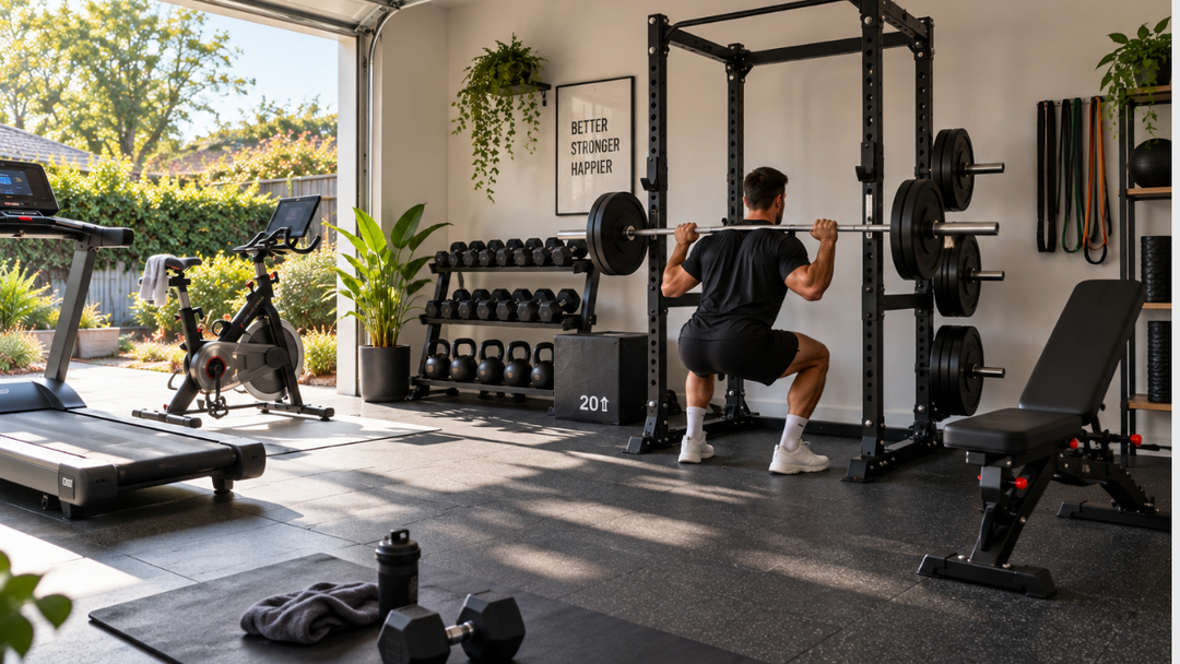 Home gym equipment setup for summer strength and cardio training