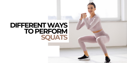 Woman performing bodyweight squat indoors, demonstrating proper squat form for leg and glute workout