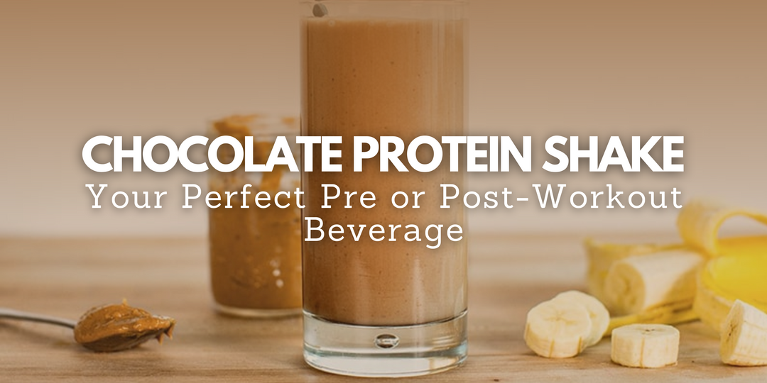 Healthy chocolate protein smoothie with banana slices and peanut butter for muscle recovery