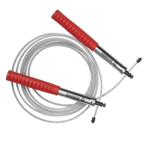 Grey skipping rope with red handles