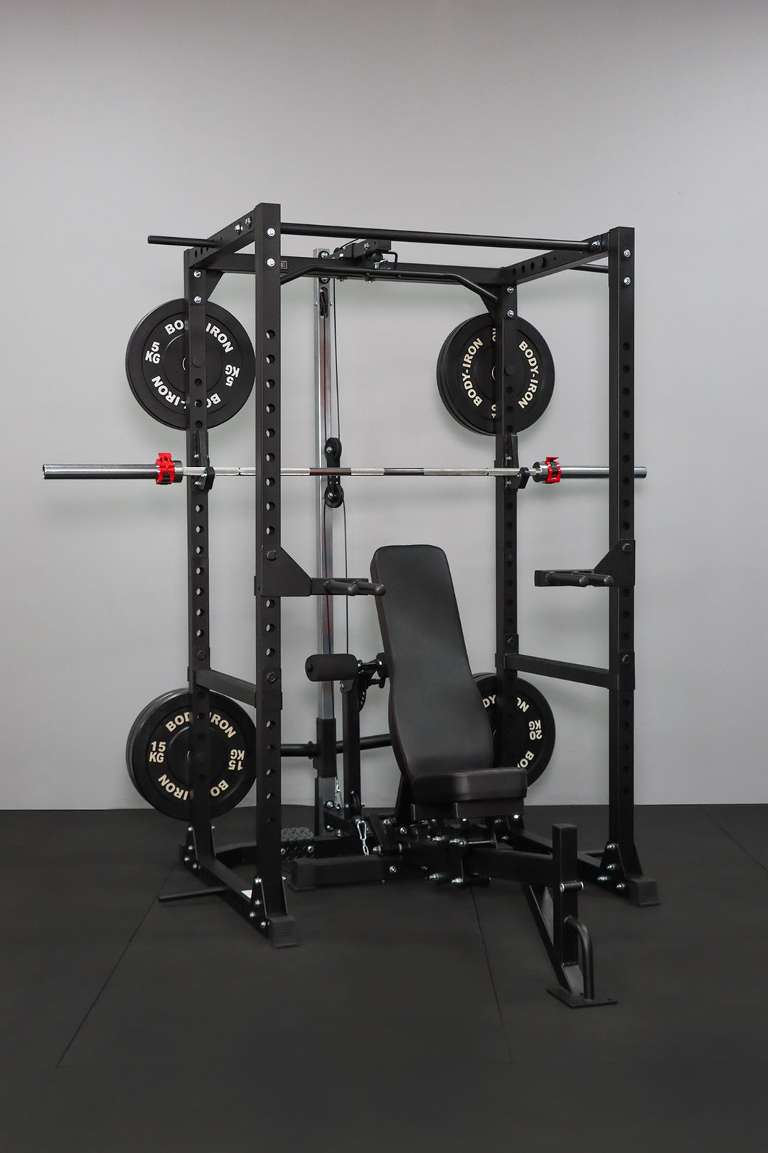 Body Iron CX88 Power Rack Elite Set + 120kg Olympic Barbell & Bumper Plate Set