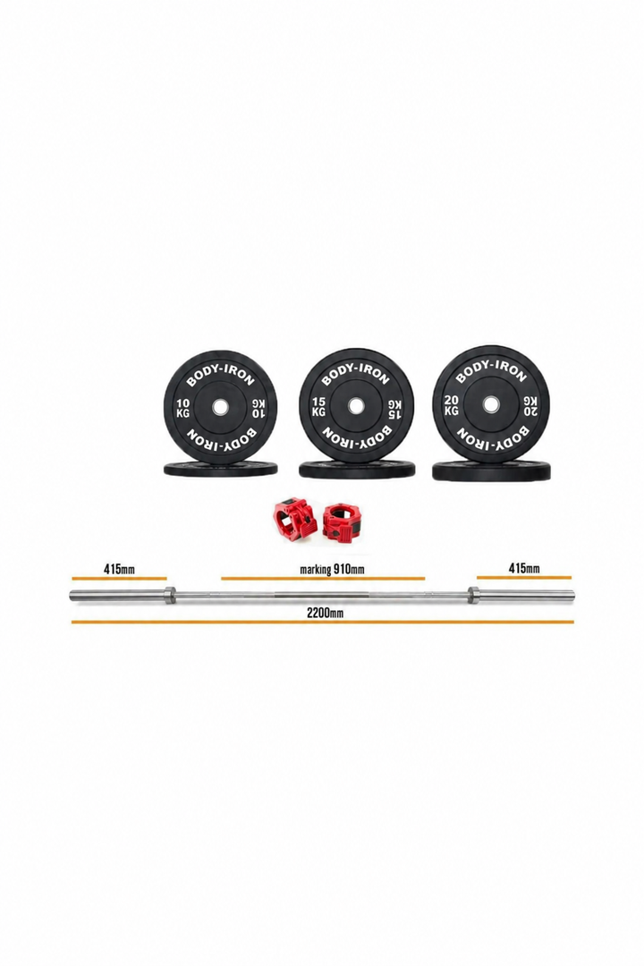 110kg Olympic Barbell & Bumper Plate Set