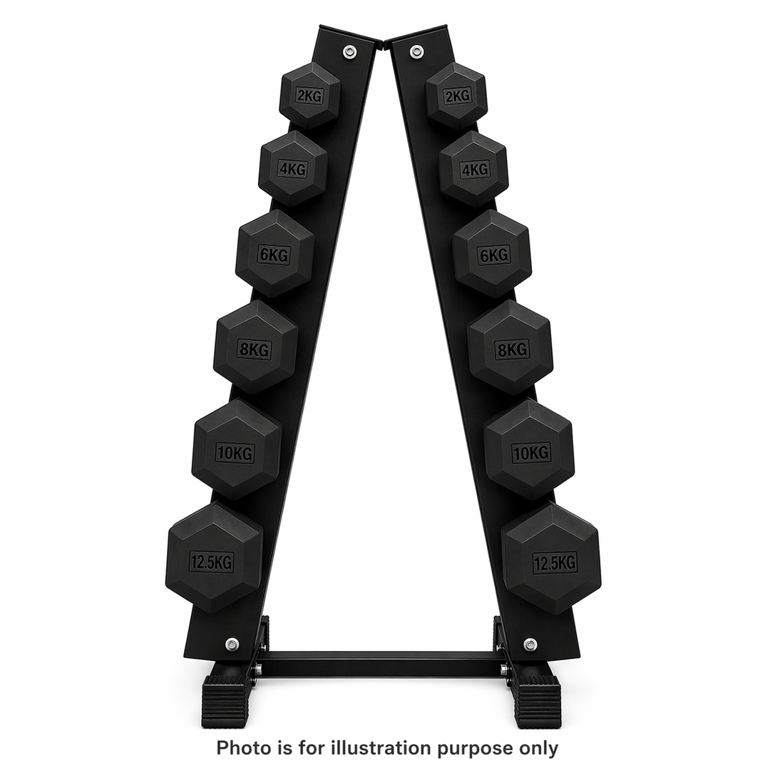 BodyIron® Vertical Hex Dumbbell Rack Set (2–12.5kg | 85kg Total)