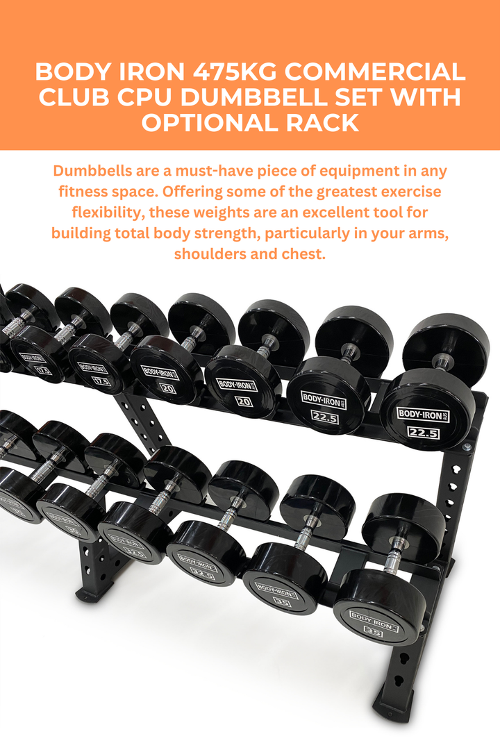 Body Iron 475kg Commercial Club CPU Dumbbell Set with Optional Rack