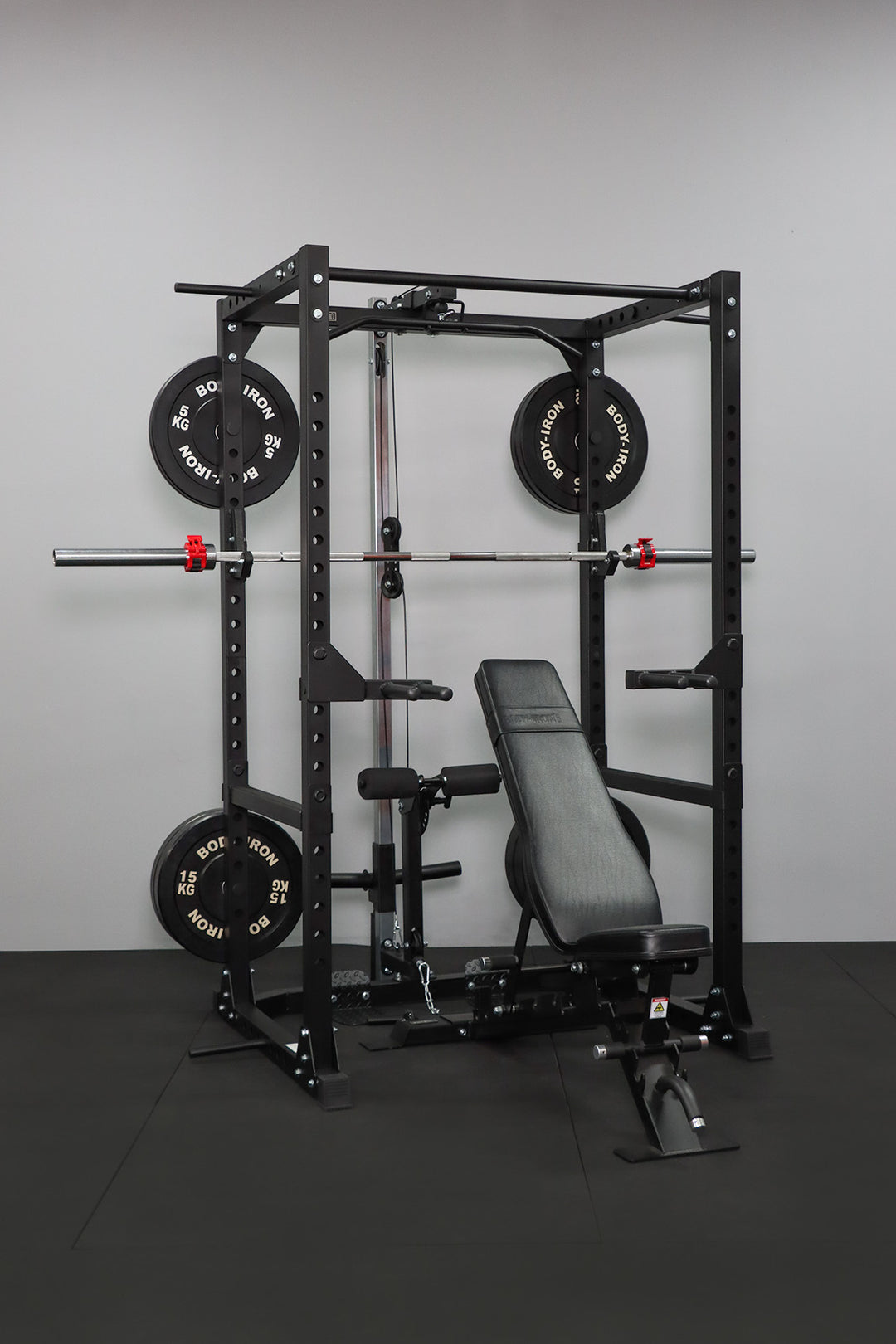 Body Iron CX88 Power Rack Elite Set + 120kg Olympic Barbell & Bumper Plate Set