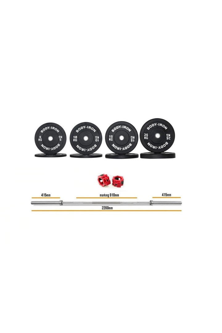 130kg Olympic Barbell & Bumper Plate Set