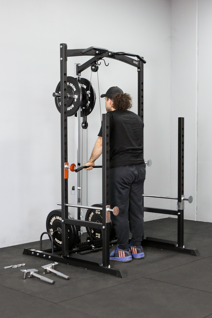 Body Iron SRL995 Squat Rack with Lat Pulldown & Seated Row