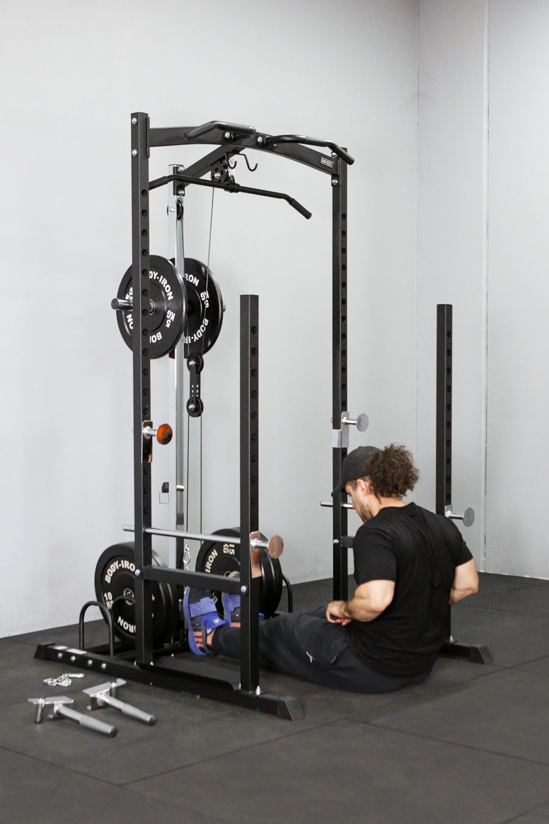 Body Iron SRL995 Squat Rack with Lat Pulldown & Seated Row