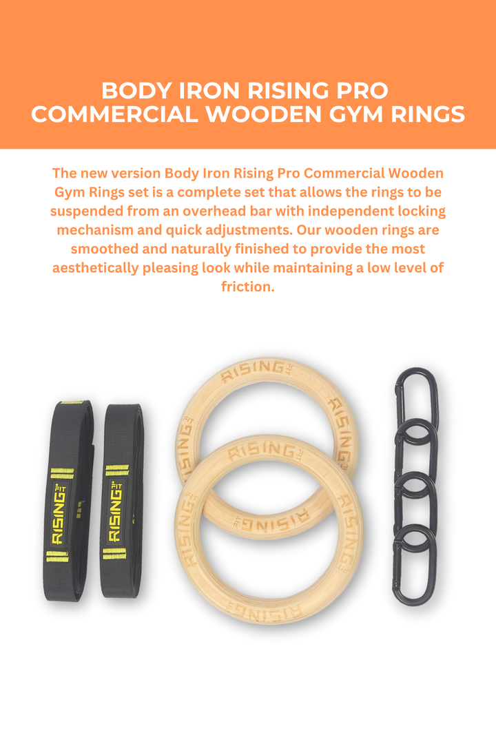 Body Iron Rising Pro Commercial Wooden Gym Rings