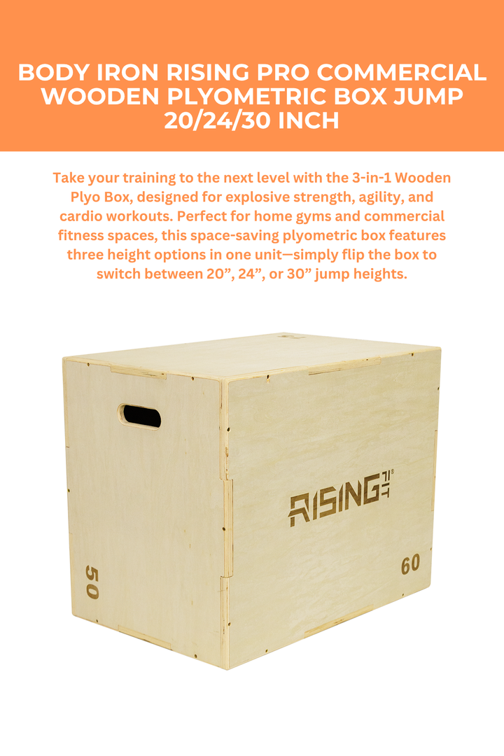 Body Iron Rising Pro Commercial Wooden Plyometric Box Jump 20/24/30 Inch