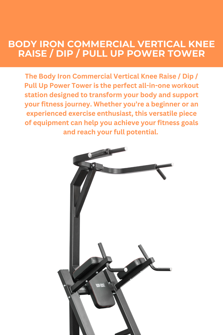Body Iron Commercial Vertical Knee Raise / Dip / Pull Up Power Tower