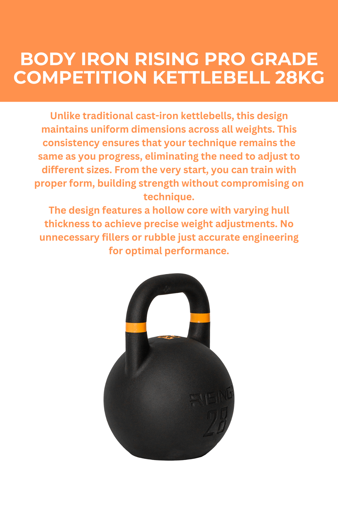 VirtuFit Kettlebell Pro 28 Kg En Fonte Robuste - Poignée Ergonomique Large Pour Entraînement Musculation