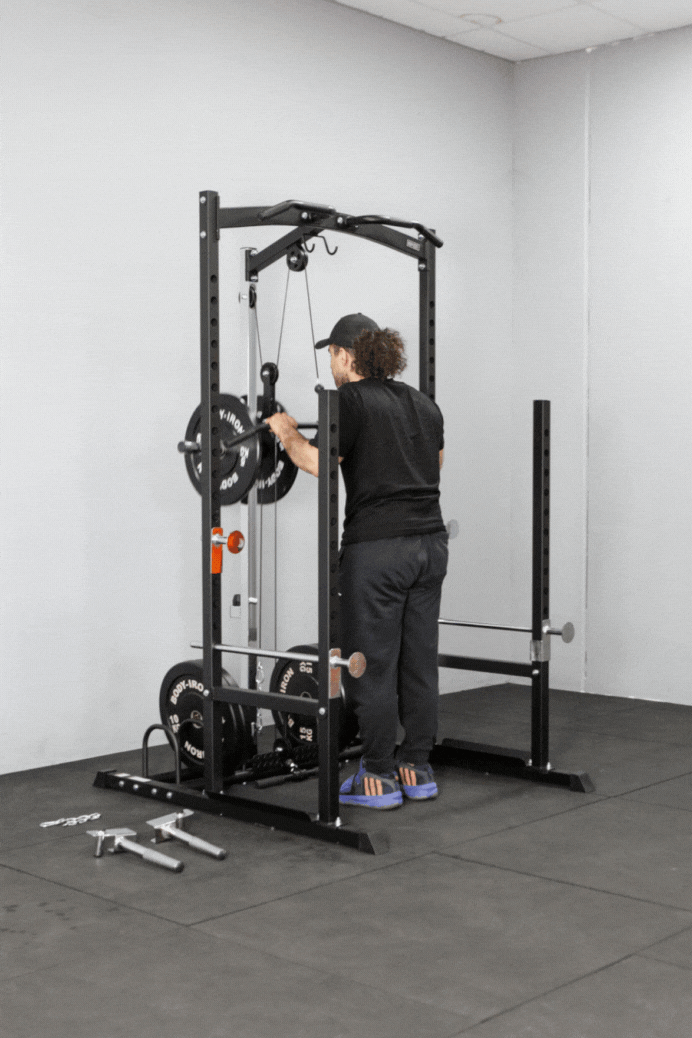 Body Iron SRL995 Squat Rack with Lat Pulldown & Seated Row