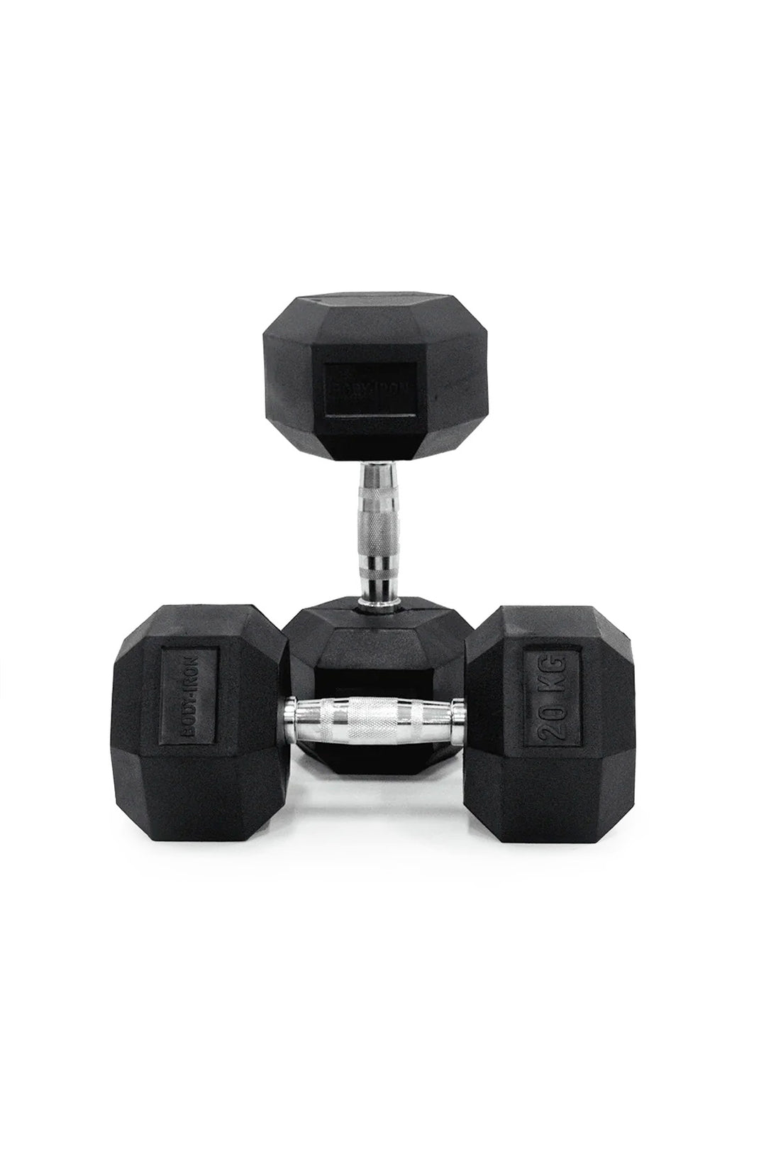20kg Body Iron Commercial Rubber Hex Dumbbell Pair