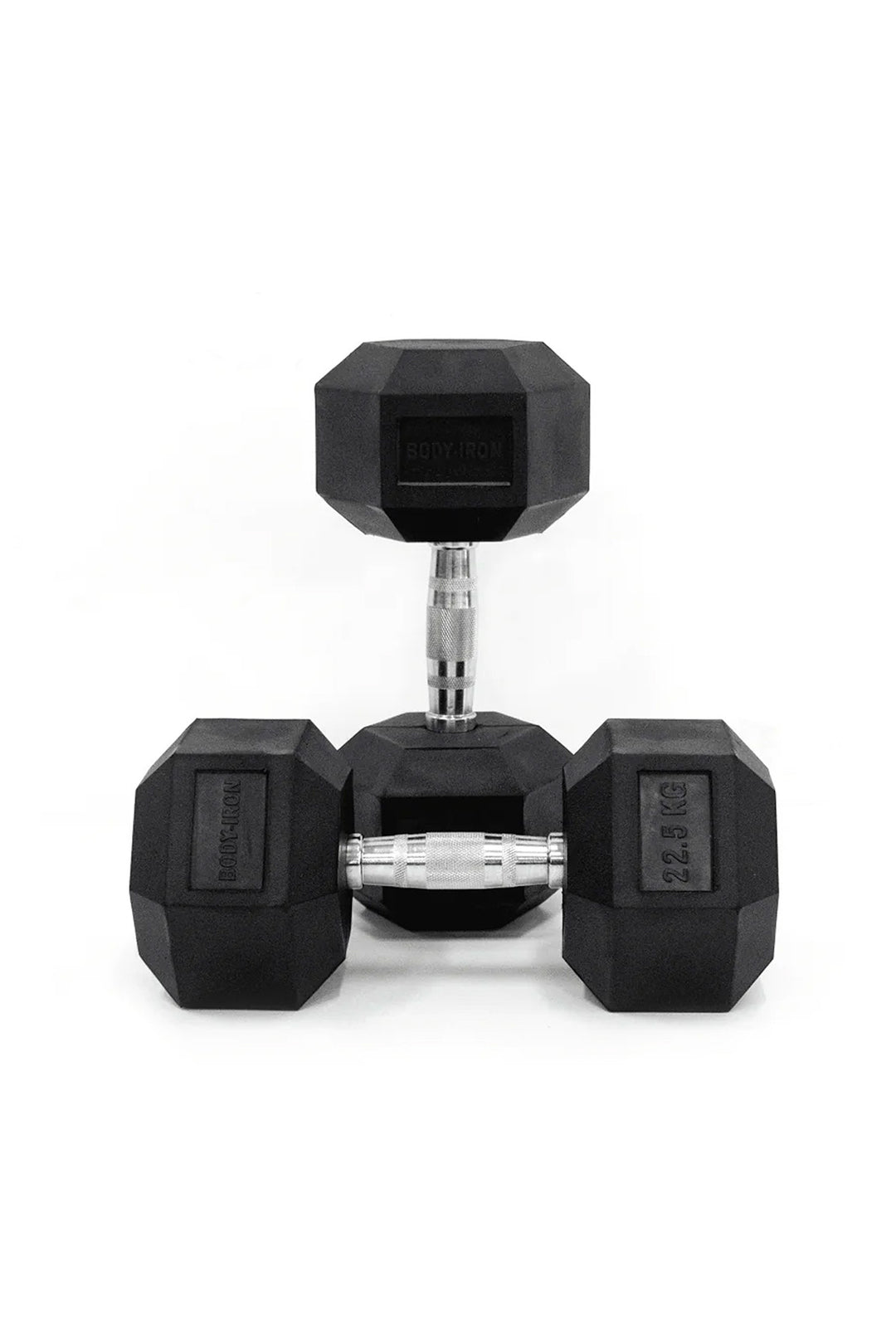 22.5kg Body Iron Commercial Rubber Hex Dumbbell Pair