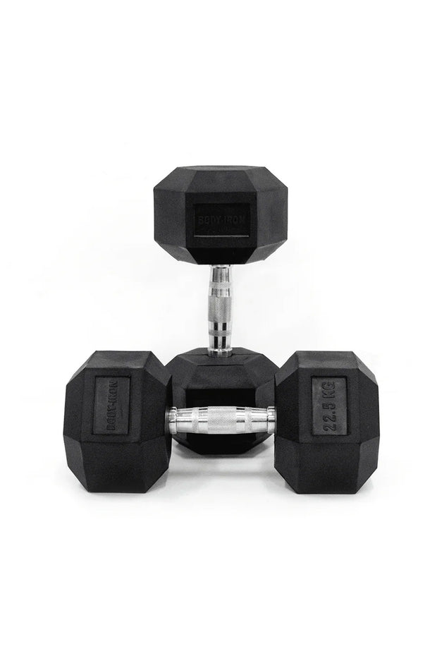 22.5 kg Body Iron Commercial Rubber Hex Dumbbell Pair