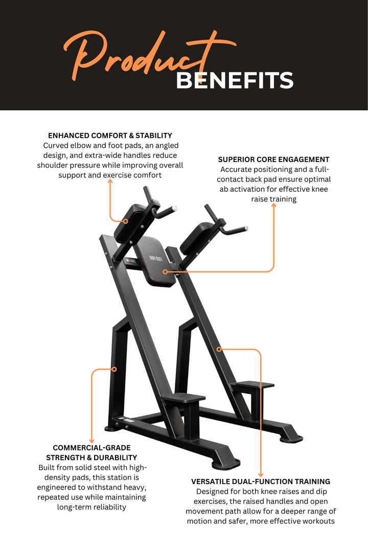 Body Iron Commercial Pro Knee Raise Dip Station