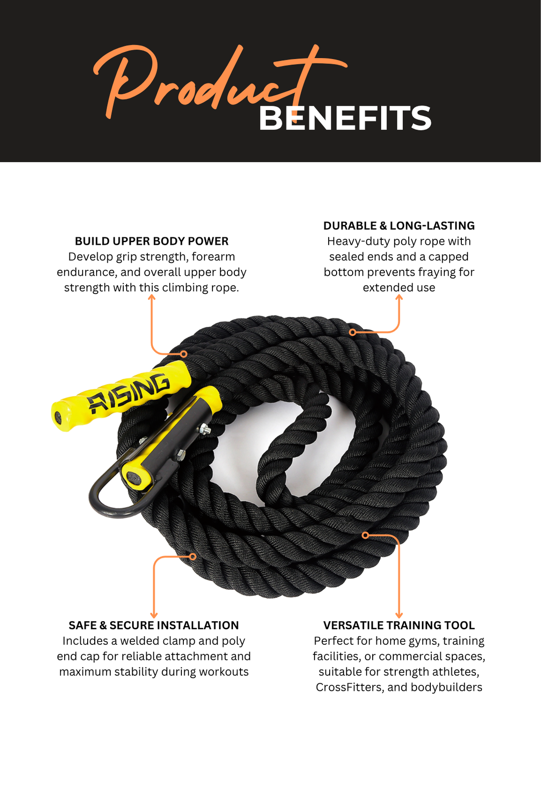 Body Iron Rising Pro Commercial 6 Metre Climbing Rope