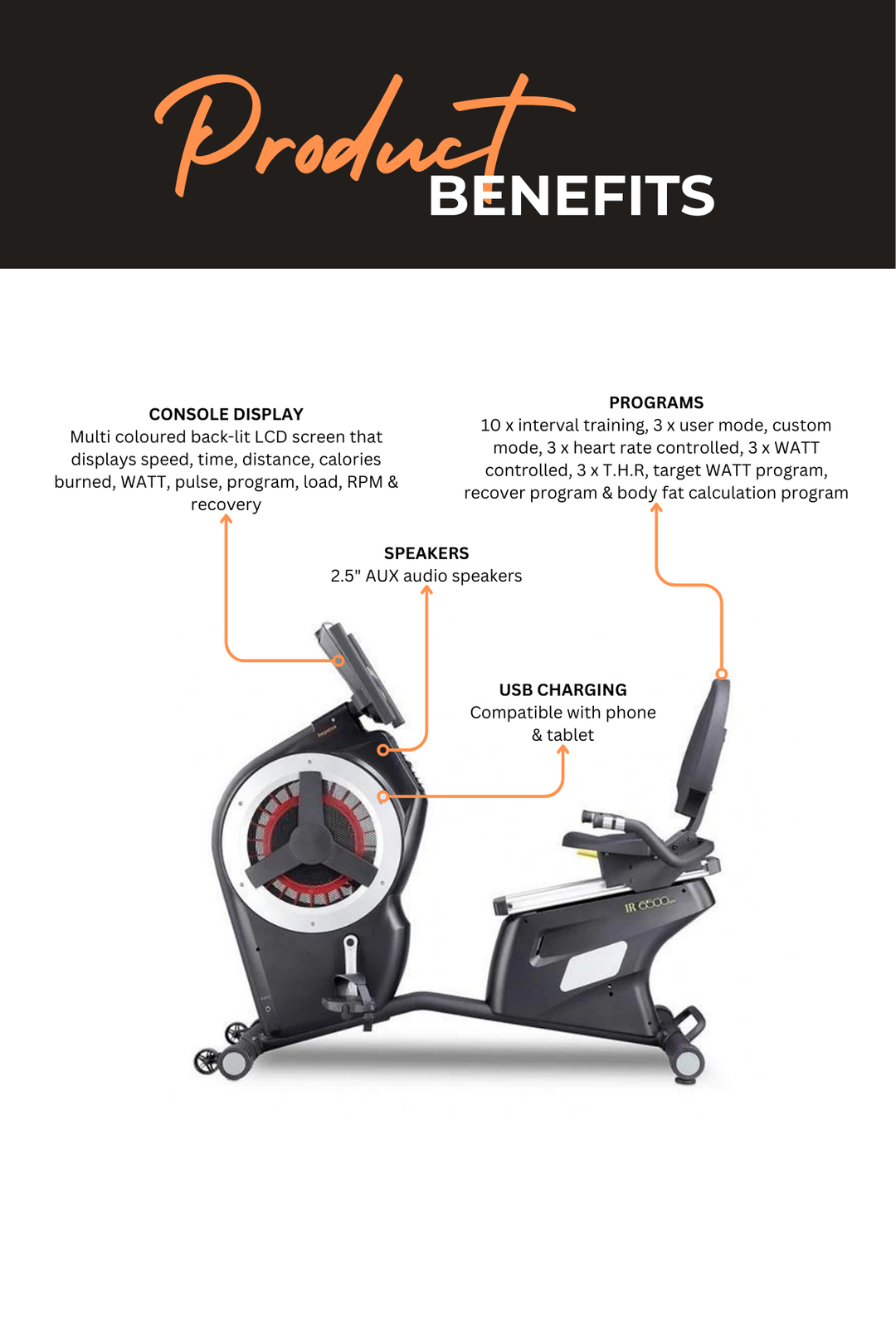 Impetus Light Commercial Recumbent Bike AIR6500AMV2