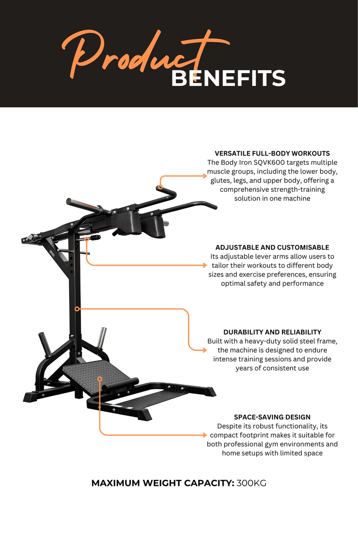 Body Iron SQVK600 Combo Squat Machine With Multi Viking Press Handle