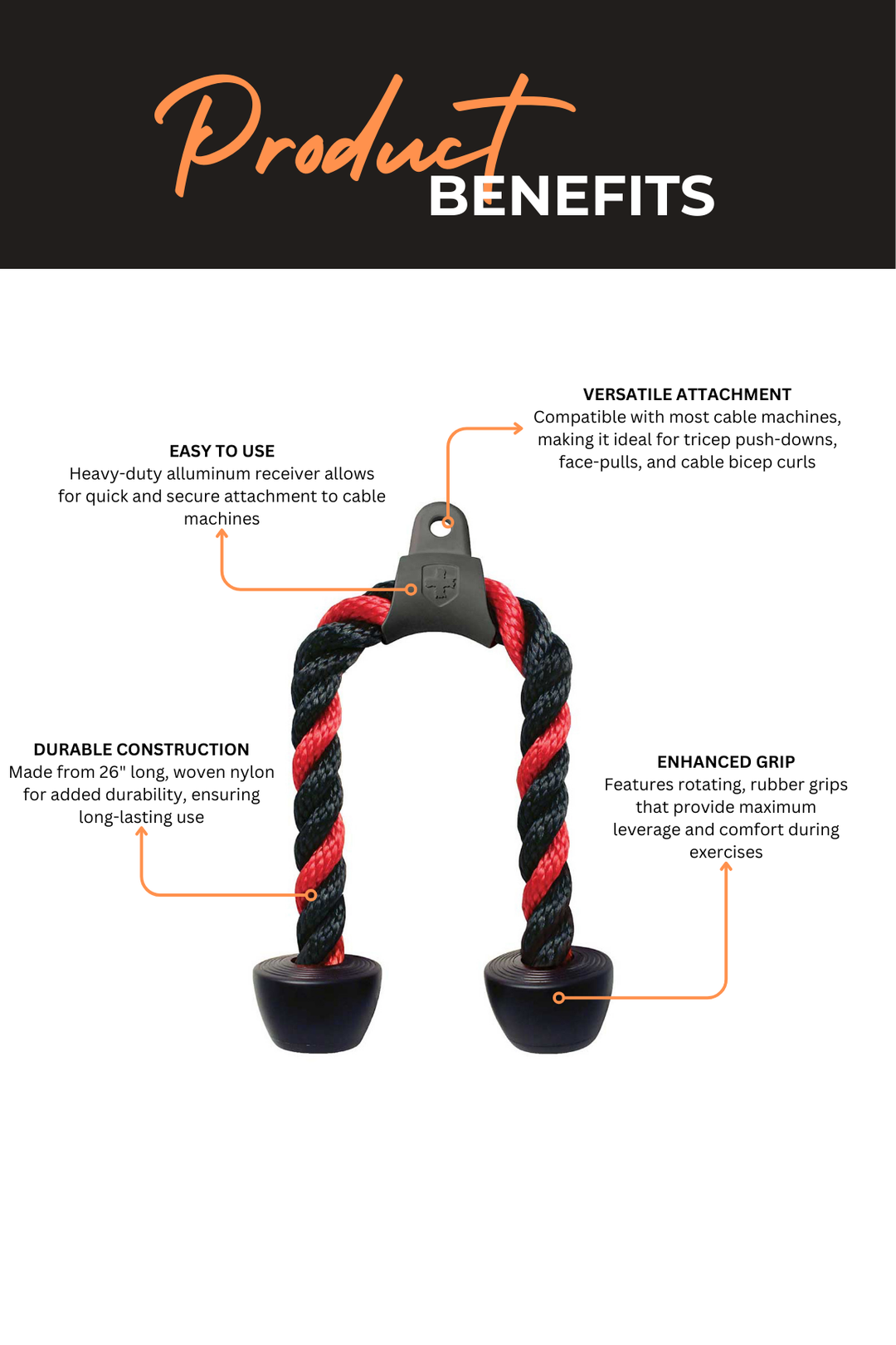 Harbinger Tricep Rope Cable Attachment