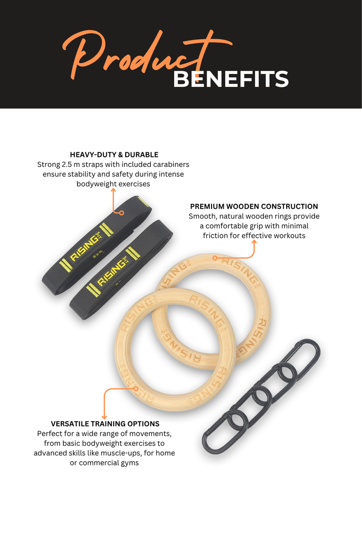 Body Iron Rising Pro Commercial Wooden Gym Rings