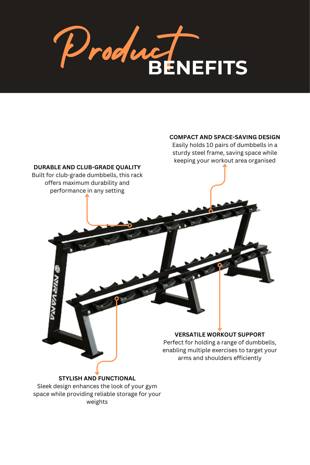 Nirvana 10-Pair Commercial Dumbbell Rack