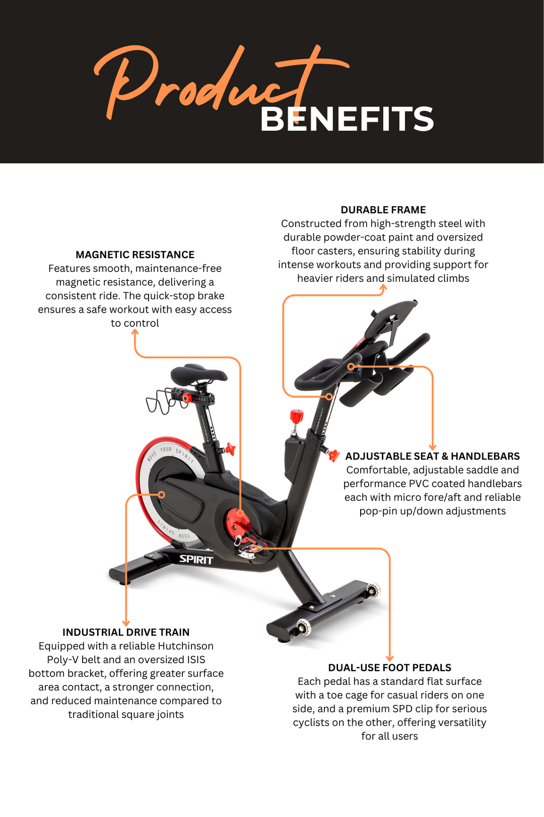 Spirit SB850 Commercial Indoor Cycle Spin Bike