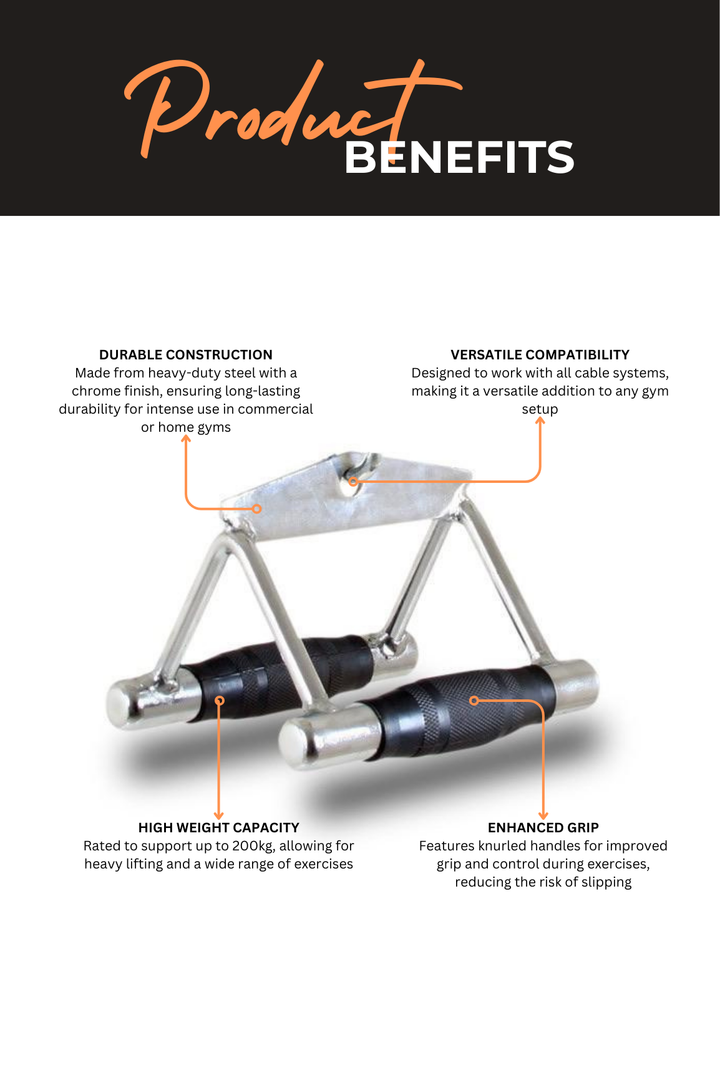 Body Iron Rubber Grip Seated Row Cable Attachment Commercial Grade