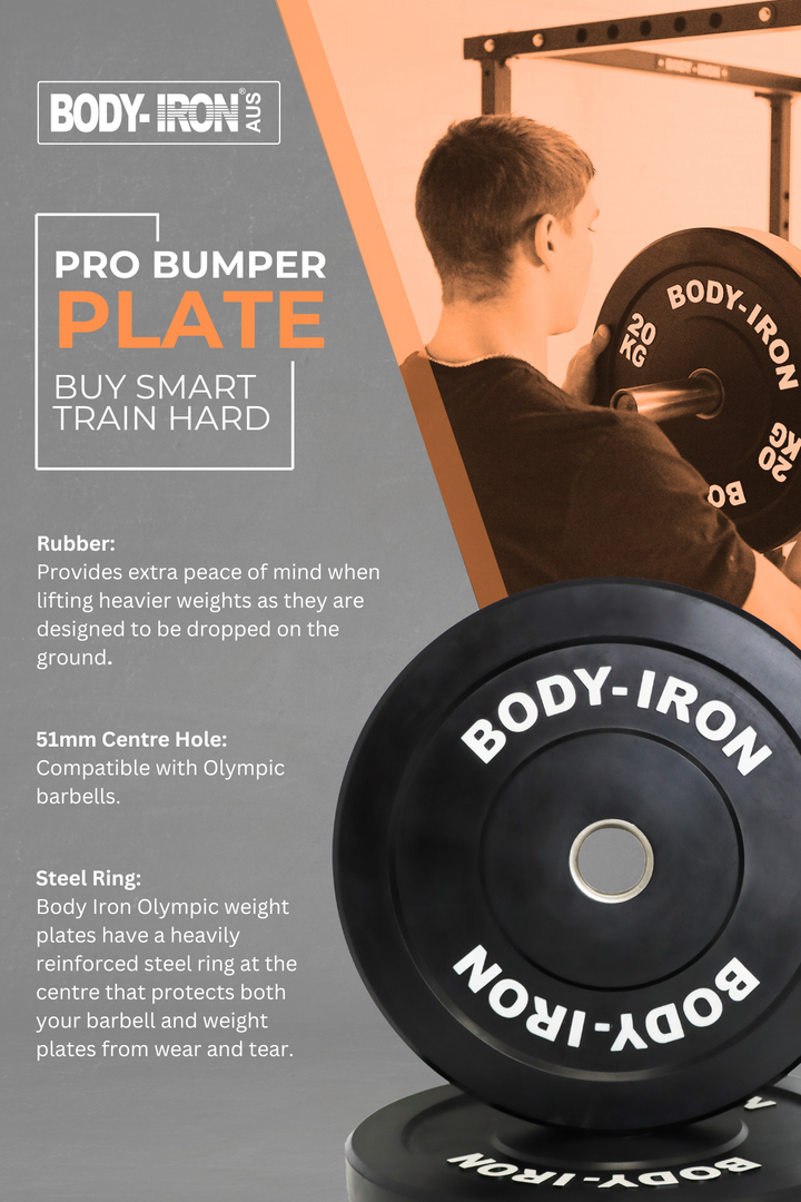 Body Iron 20kg Pro Bumper Plate Black Pair