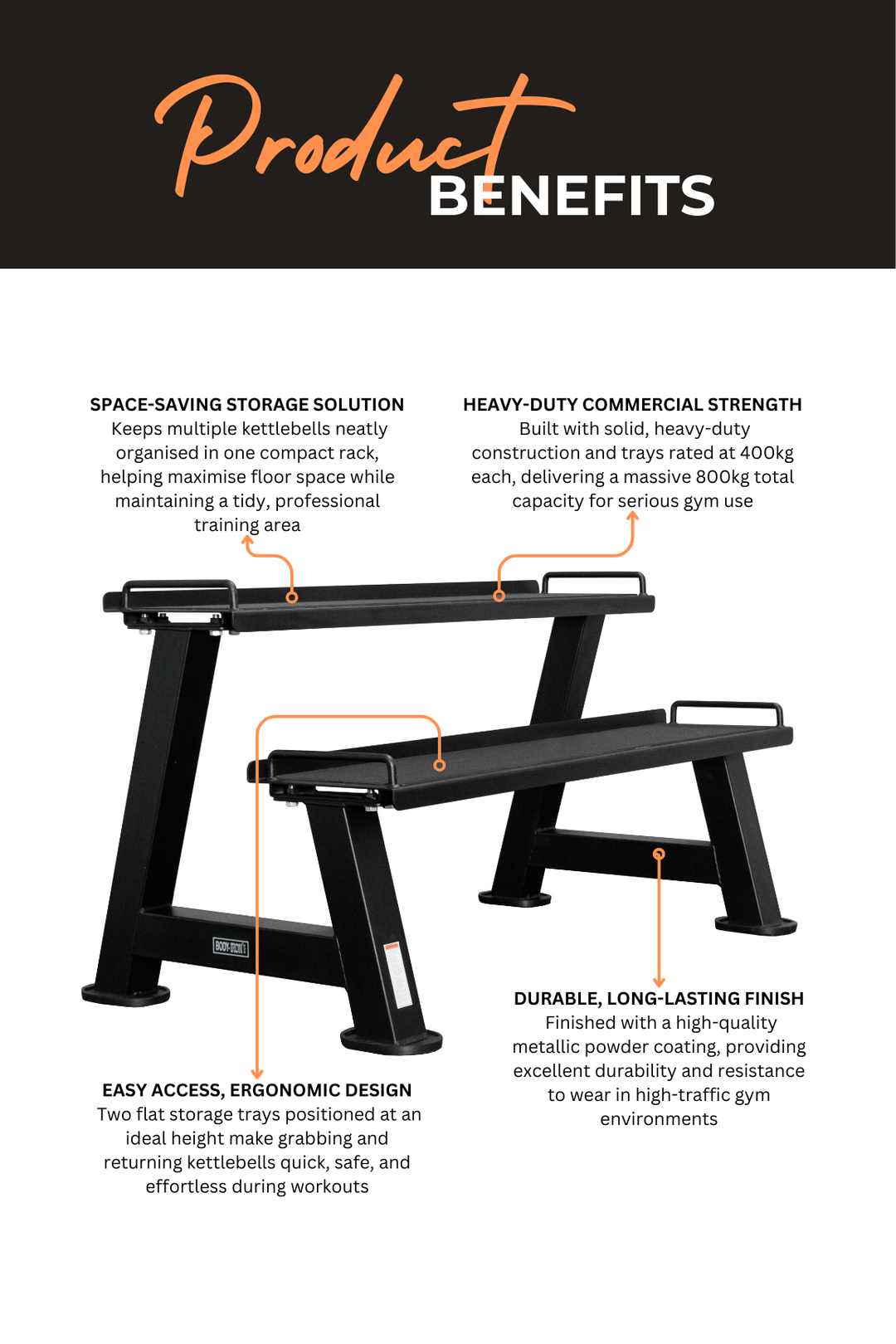 Body Iron Commercial Kettlebell Rack (2 Trays)