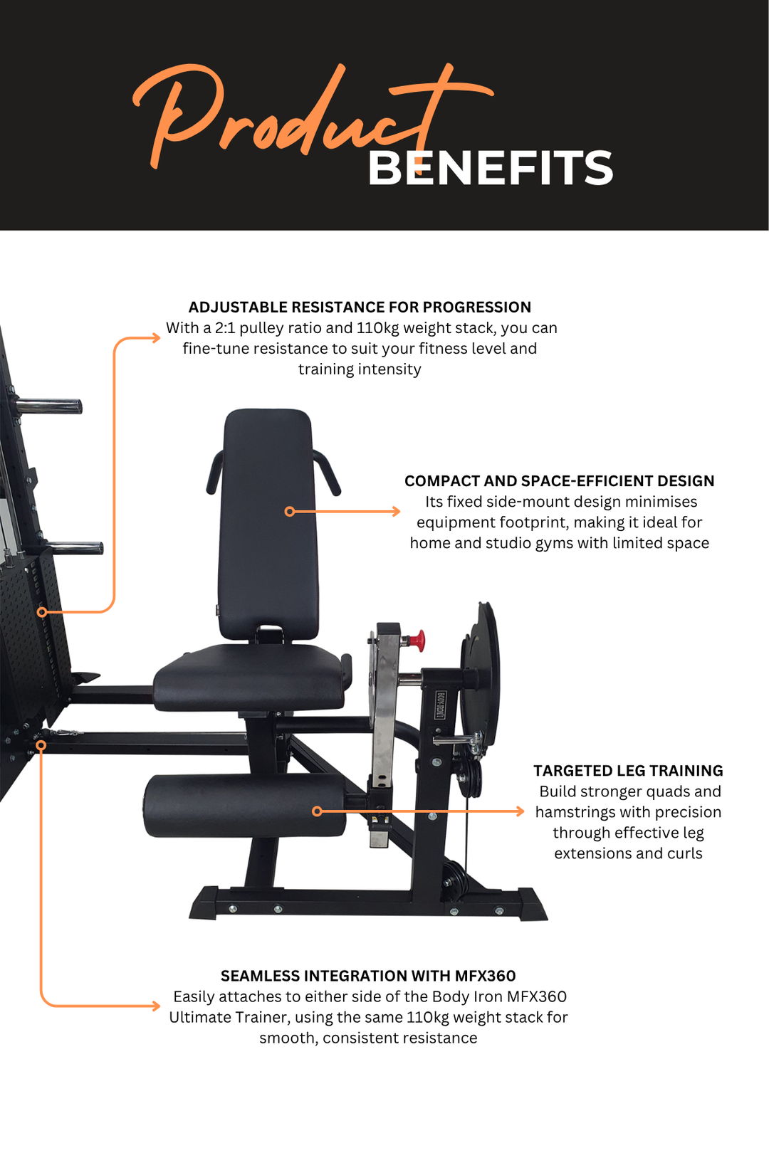 Body Iron MFX360 Leg Extension Curl Attachment