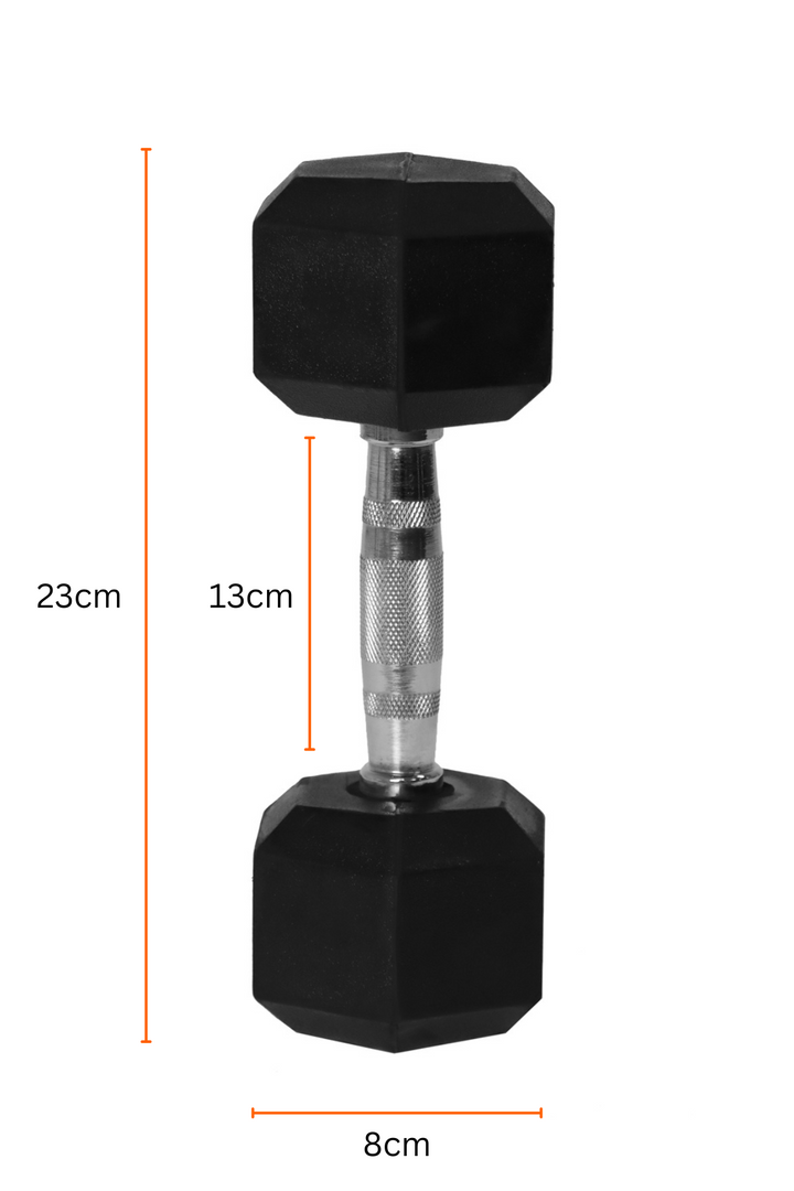 2kg Body Iron Commercial Rubber Hex Dumbbell Pair
