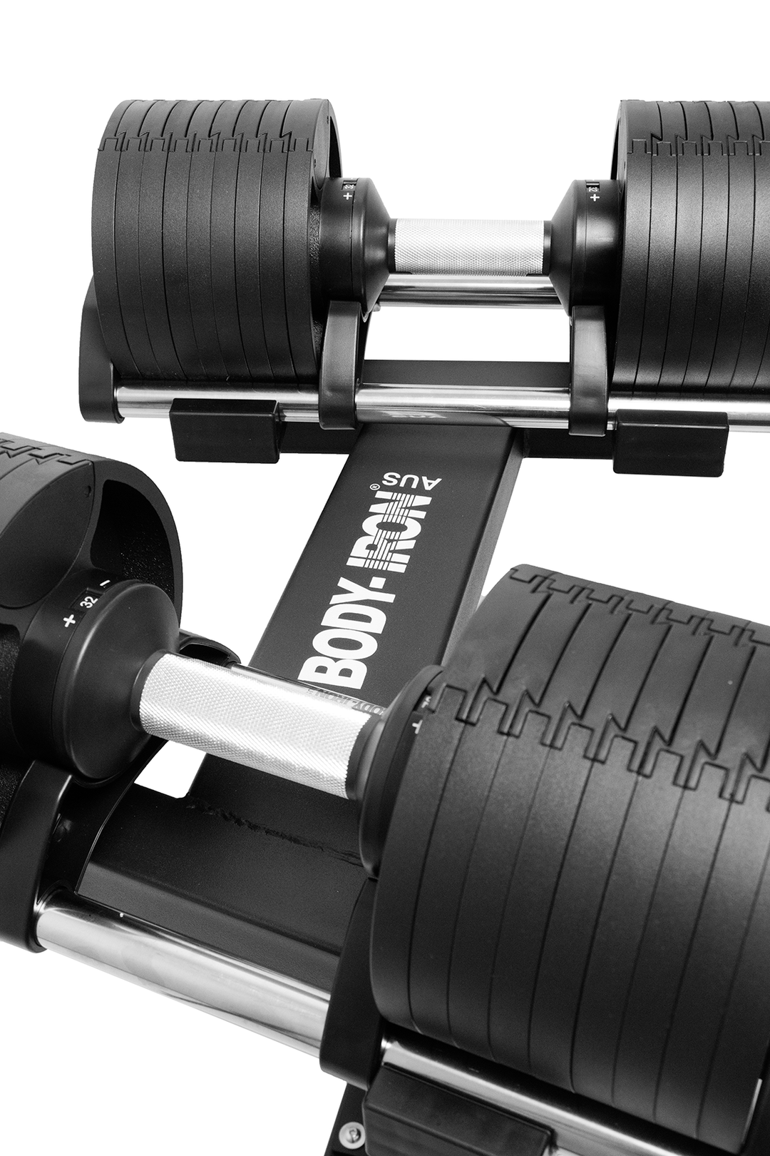 Adjustable Dumbbell Set 2x32kg with Rack – World Fitness
