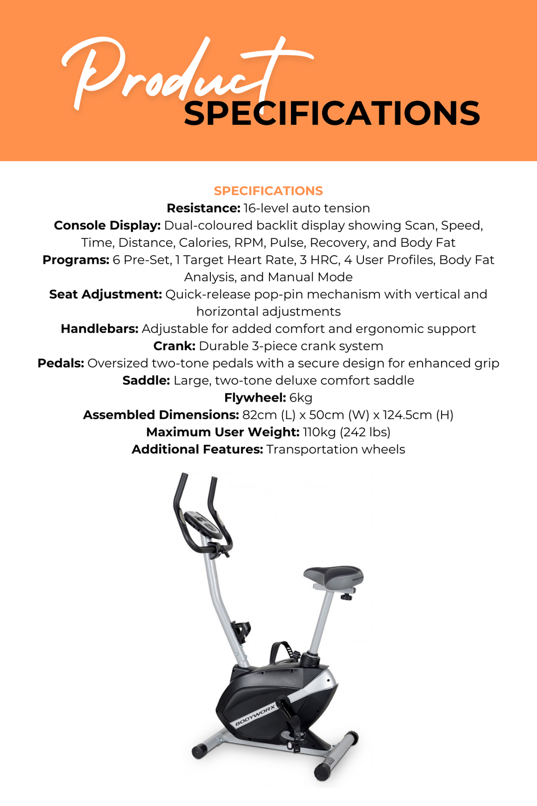 Bodyworx Exercise Bike Manual Mag ABX190AT