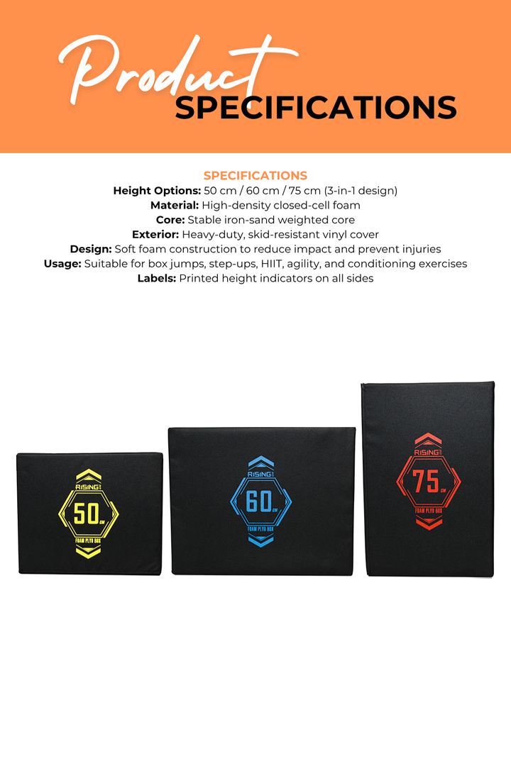 Body Iron Rising Pro Commercial Foam Plyometric Box Jump 50/60/75 cm