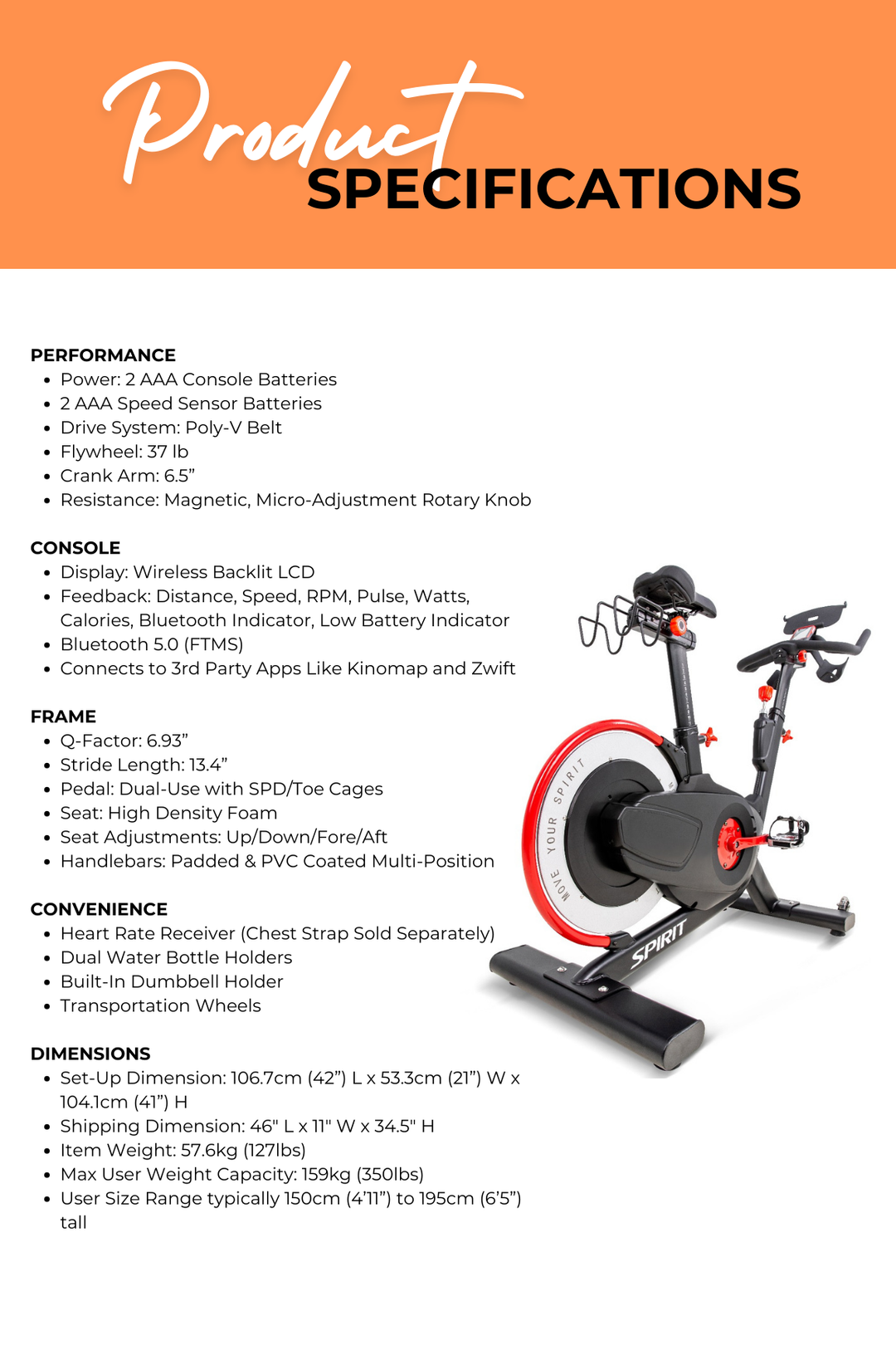 Spirit SB850 Commercial Indoor Cycle Spin Bike