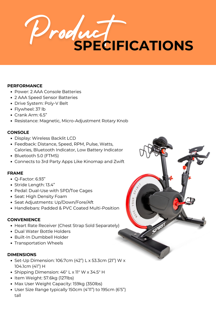 Spirit SB850 Commercial Indoor Cycle Spin Bike