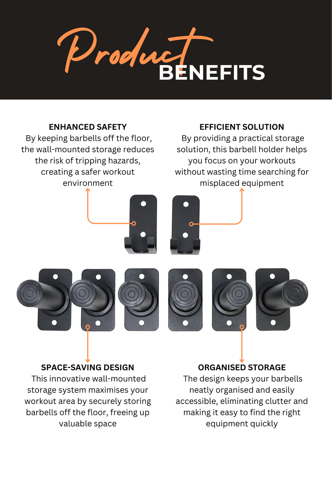 Next Fitness Wall Mounted Weight / Barbell Storage