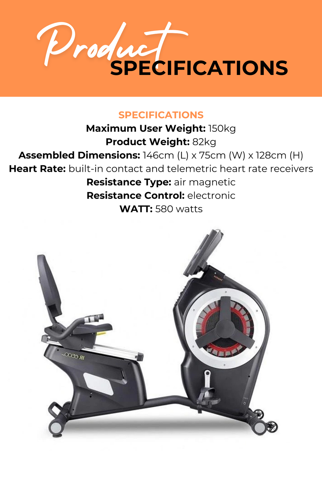 Impetus Light Commercial Recumbent Bike AIR6500AMV2