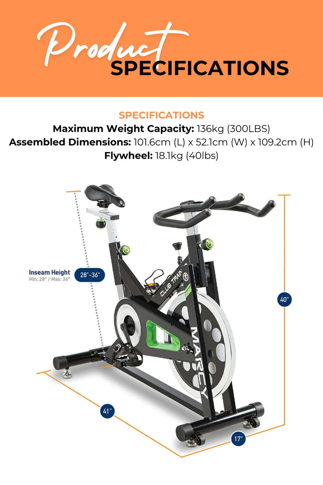 Marcy Club Trainer Spin Bike