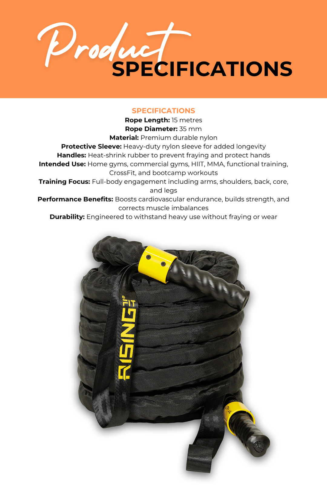 Body Iron Rising Pro Commercial 15 Metre Battle Rope