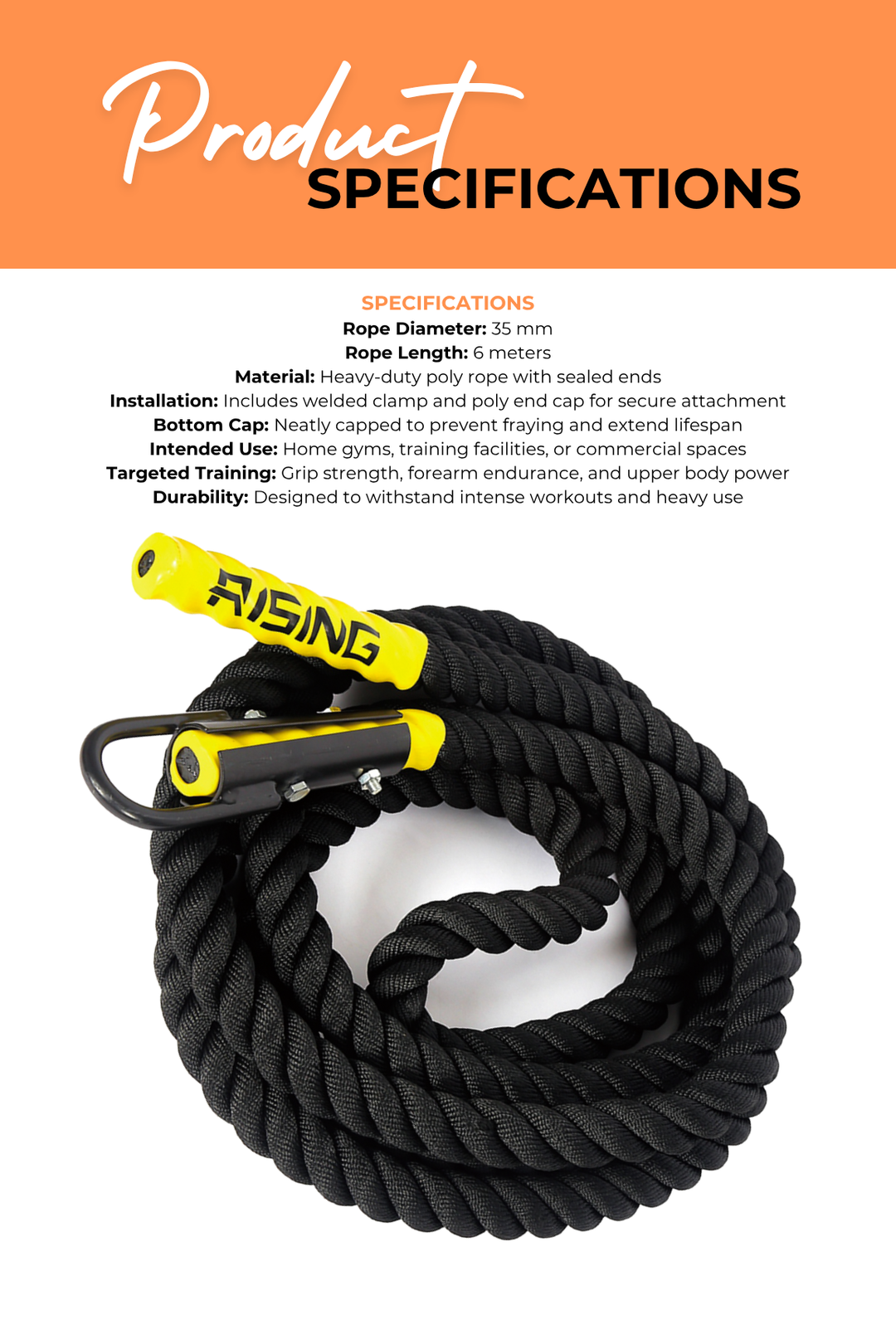 Rinsing Rope Body Iron Rising Pro Commercial 6 Metre Climbing Rope – World Fitness