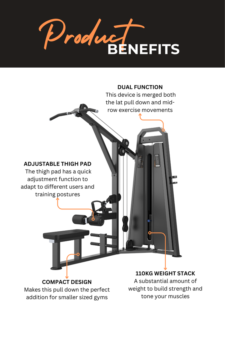 Body Iron Commercial Pro Lat Pull Down / Low Row Machine