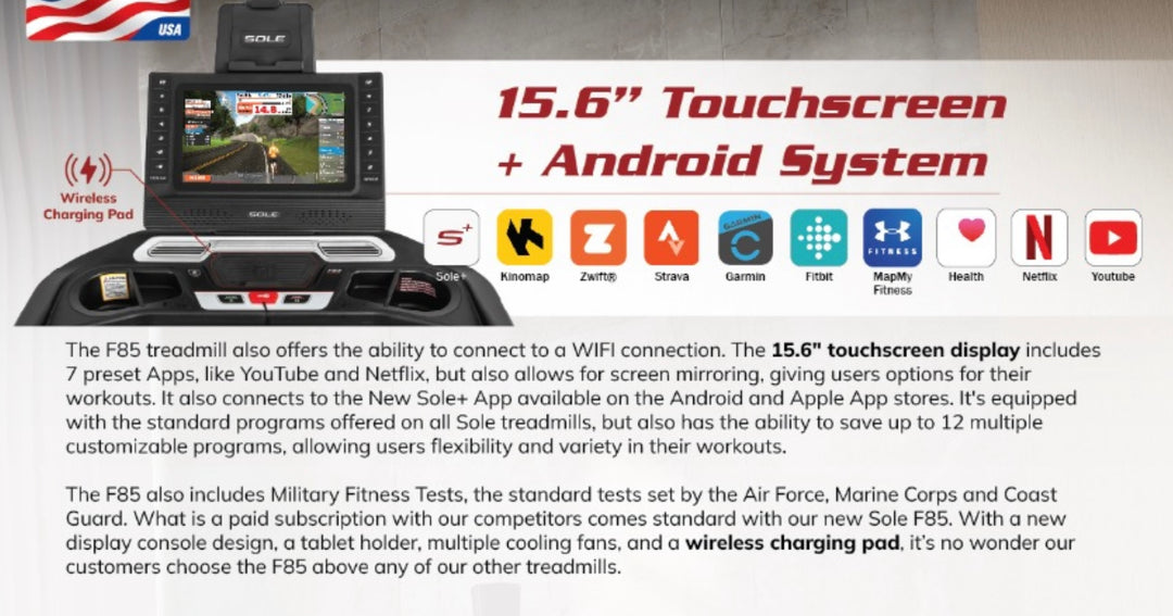 Sole F85 Entertainment Smart Folding Treadmill