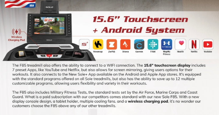 Sole F85 Entertainment Smart Folding Treadmill