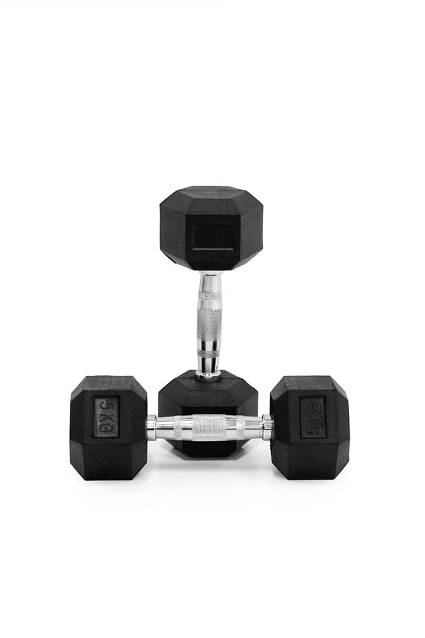 5 kg Body Iron Commercial Rubber Hex Dumbbell Pair